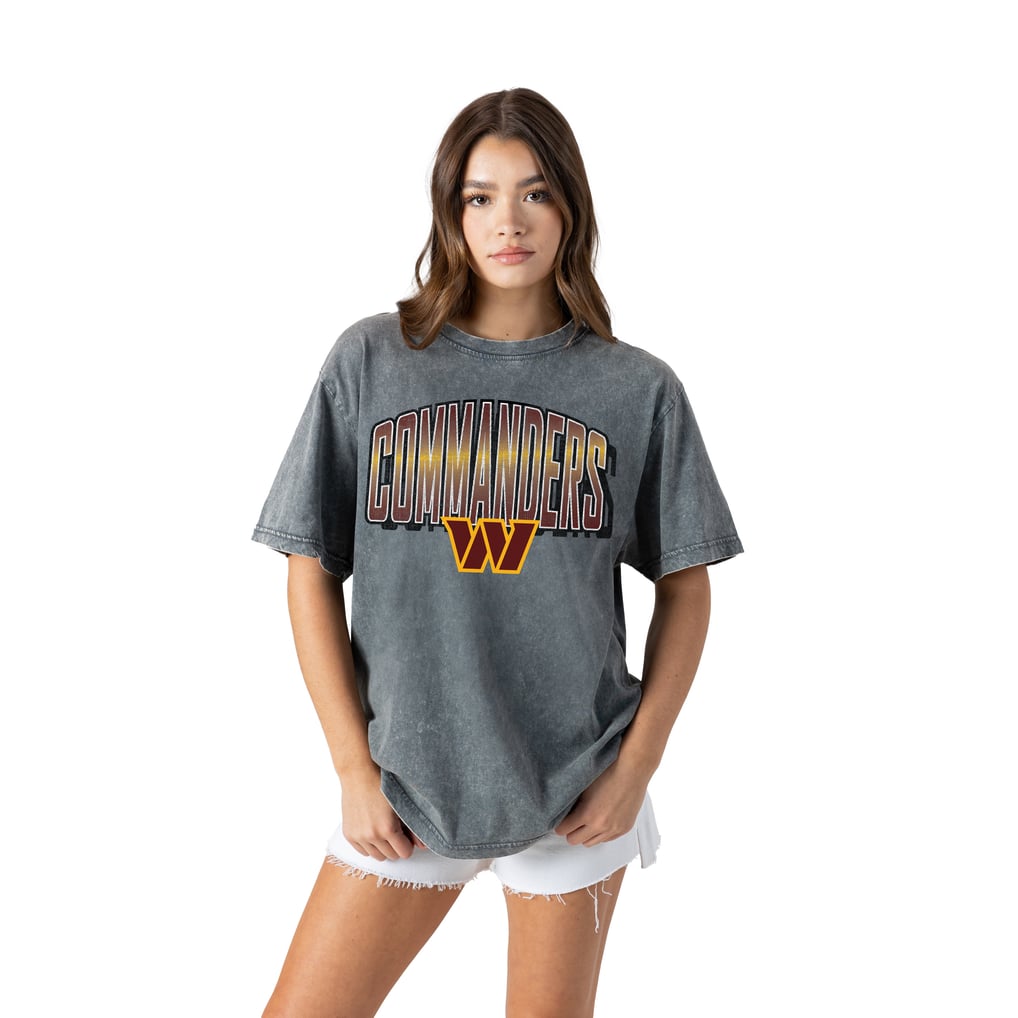 Washington Commanders Gameday Couture Women's Peak Performance Oversized Snow Wash T-Shirt - Gray
