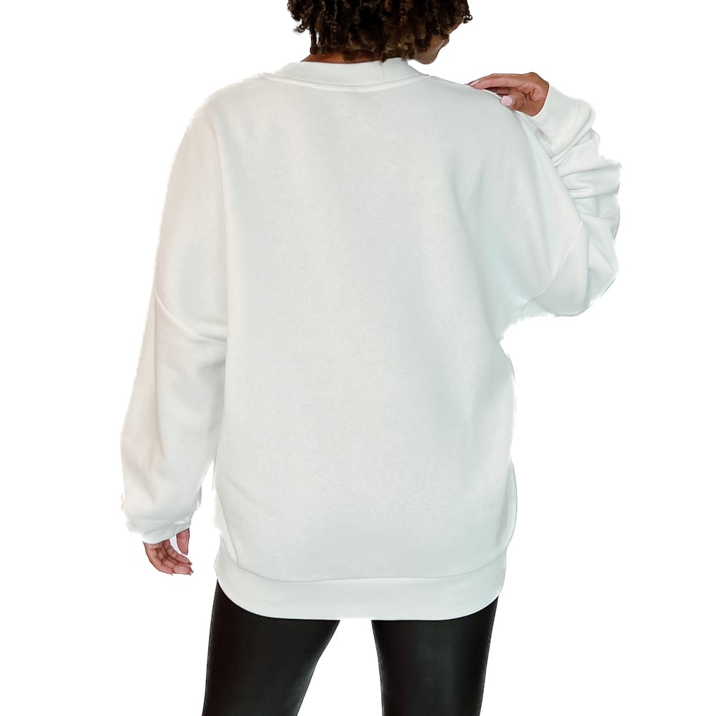  Washington Commanders Gameday Couture Women's  Just Go With It Oversized Long Sleeve Crewneck Sweatshirt – White