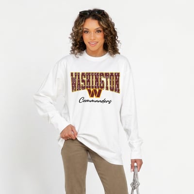 Washington Commanders Gameday Couture Women's Sweet Spot Oversized Long Sleeve T-Shirt - White