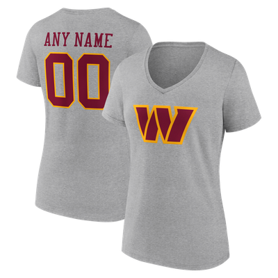 Washington Commanders Women's Team Authentic Personalized Name & Number V-Neck T-Shirt - Gray