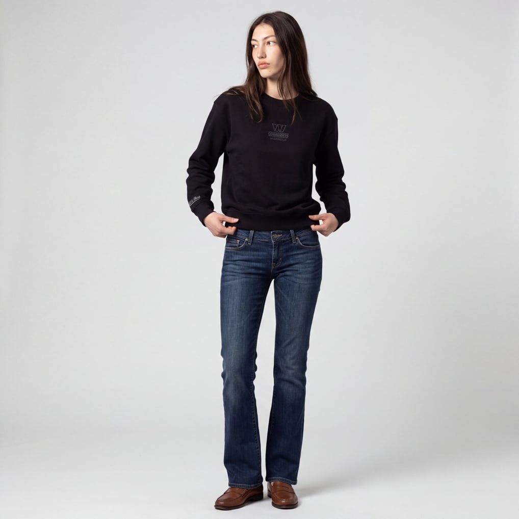 Washington Commanders Mitchell & Ness Women's  Core Essentials Micro Logo Fleece Sweatshirt - Black