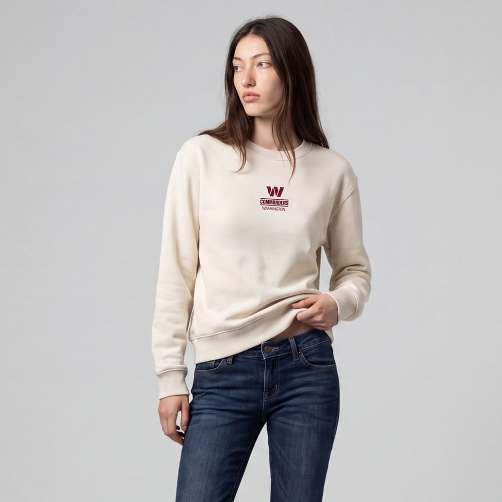Washington Commanders Mitchell & Ness Women's  Core Essentials Micro Logo Fleece Sweatshirt - Cream