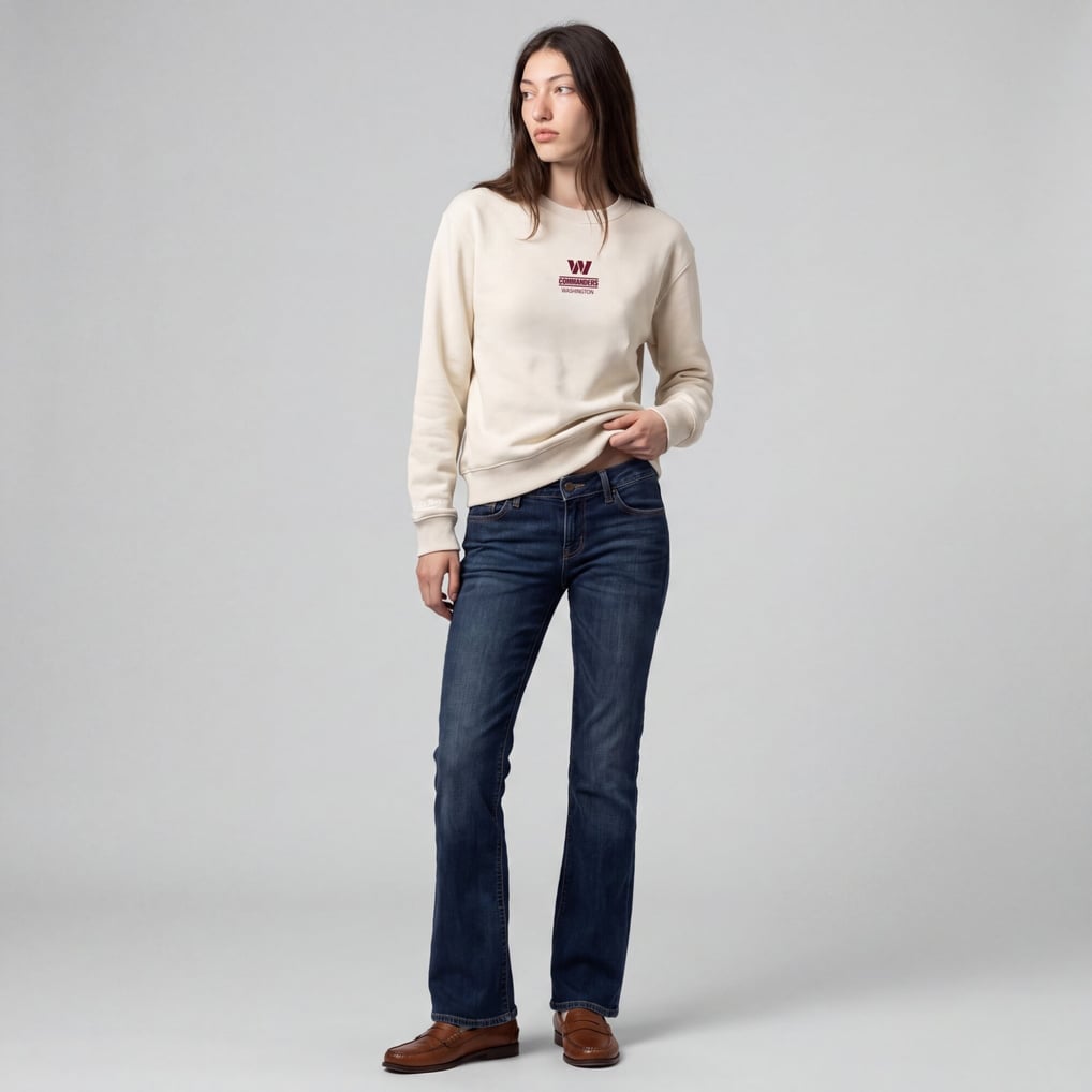 Washington Commanders Mitchell & Ness Women's  Core Essentials Micro Logo Fleece Sweatshirt - Cream