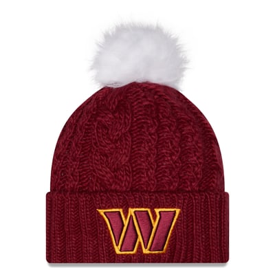 Washington Commanders New Era Women's Single Knit Hat with Pom - Burgundy