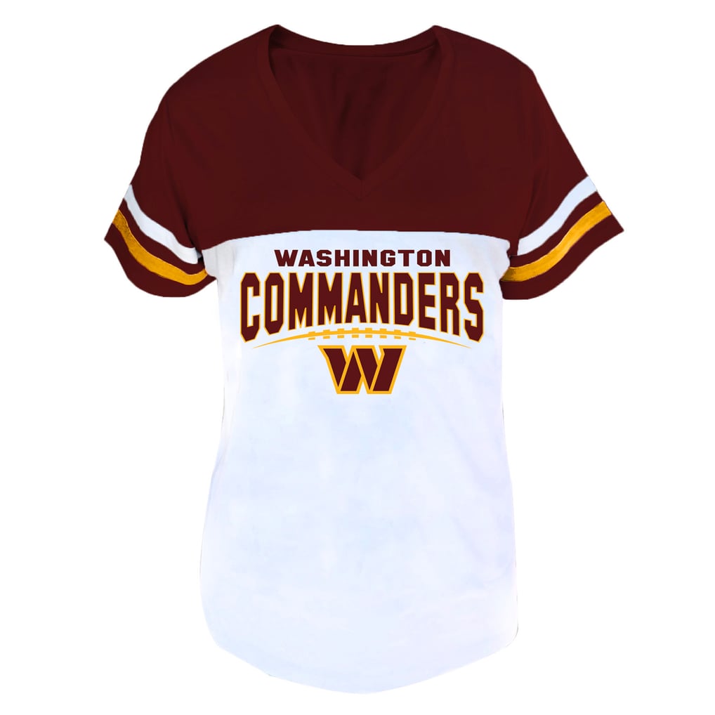 Washington Commanders Profile Women's Plus Size Split Body V-Neck T-shirt - Burgundy/White