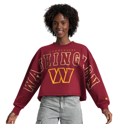 Washington Commanders Starter Women's Bleachers Cropped Sweatshirt - Burgundy