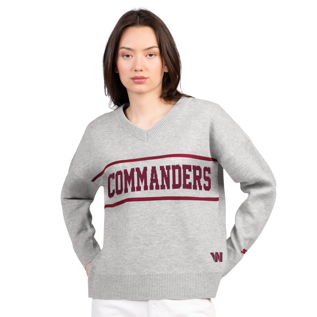 Washington Commanders Starter Women's Best Shot V-Neck Sweater - Gray