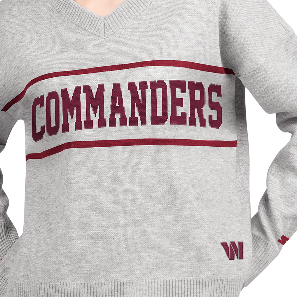 Washington Commanders Starter Women's Best Shot V-Neck Sweater - Gray