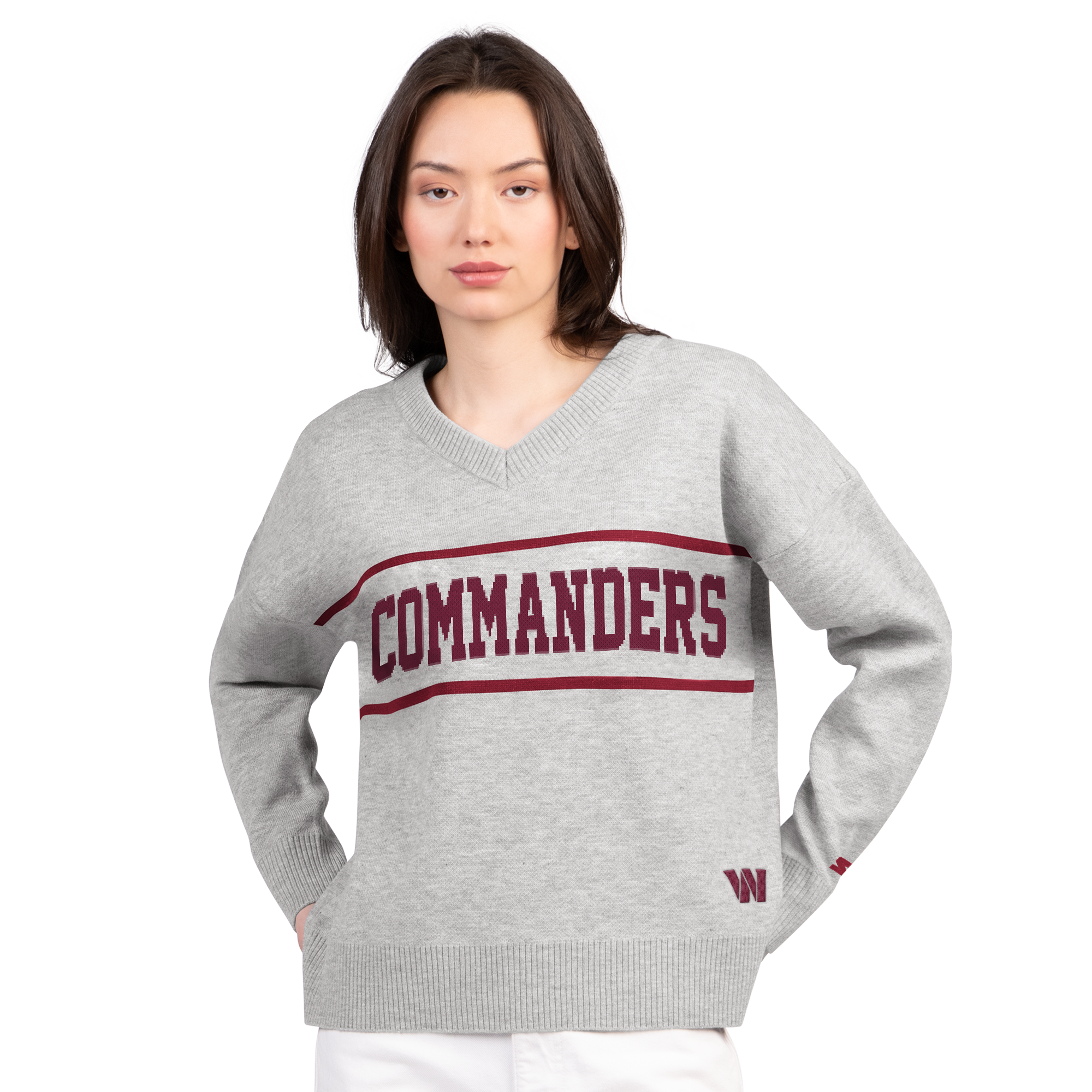 Starter Washington Commanders Women's Gray Best Shot V-Neck Sweater