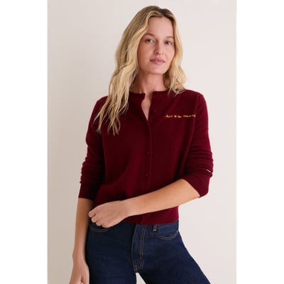 Washington Commanders Tuckernuck Women's Full-Button Cashmere Cardigan - Burgundy