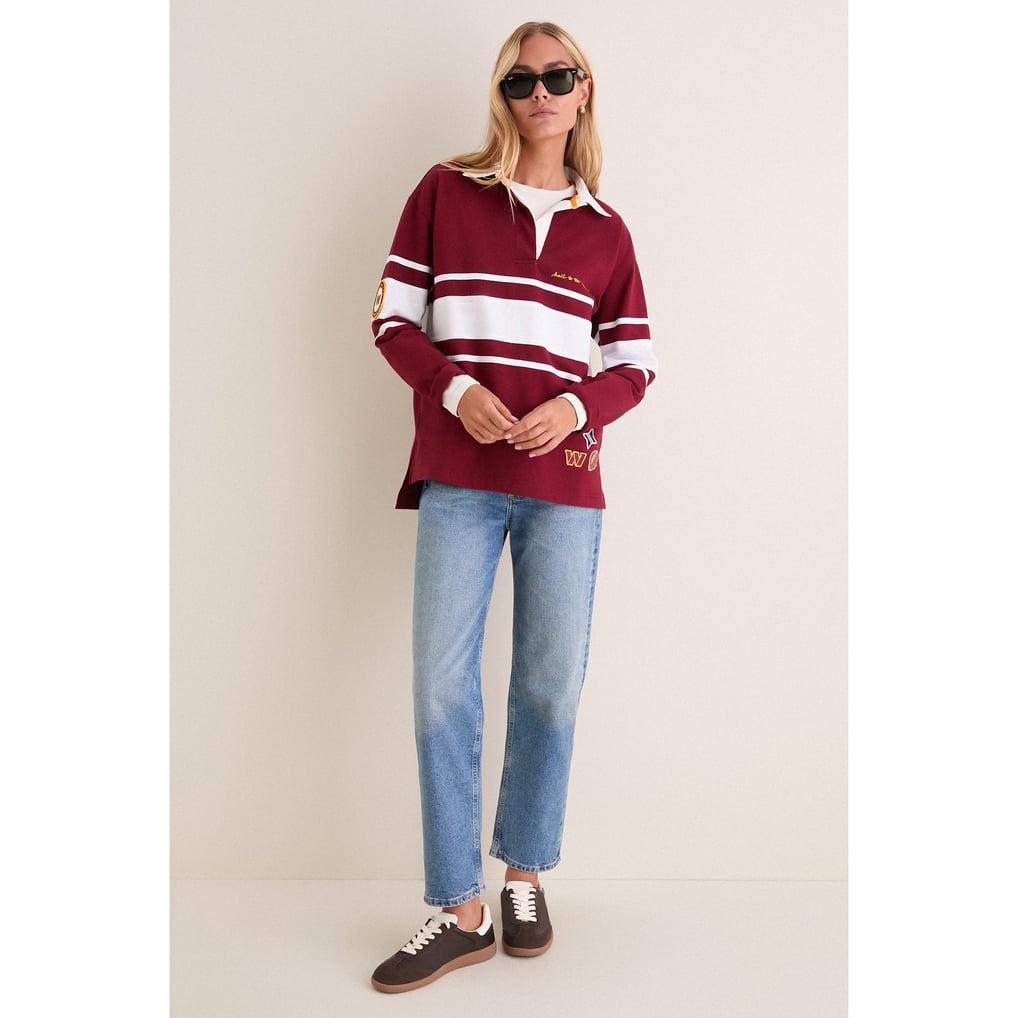 Women's Washington Commanders Tuckernuck Burgundy Rugby Long Sleeve Polo