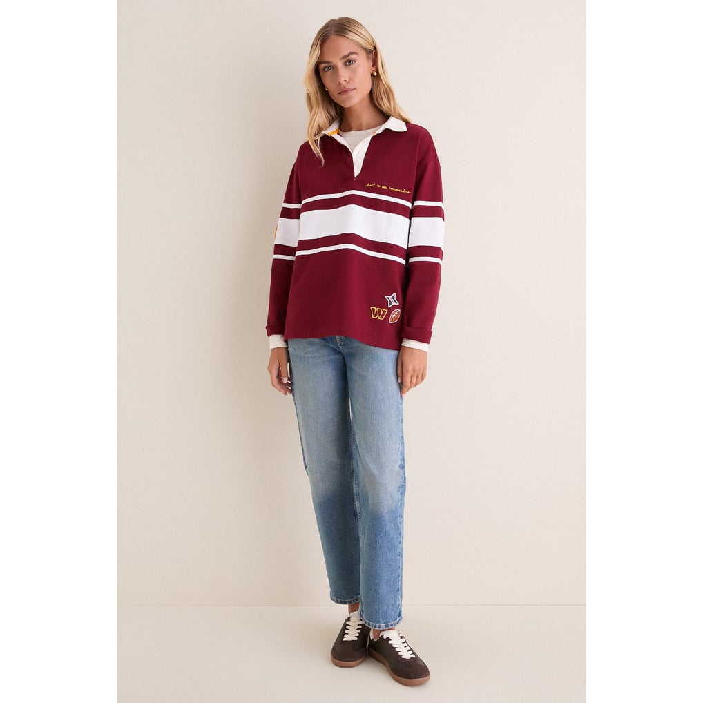 Women's Washington Commanders Tuckernuck Burgundy Rugby Long Sleeve Polo