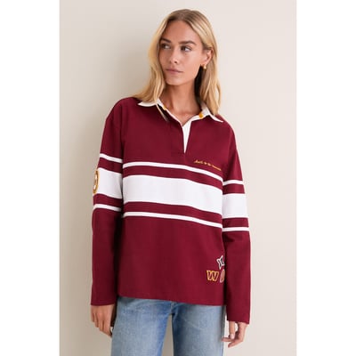 Washington Commanders Tuckernuck Women's Rugby Long Sleeve Polo - Burgundy