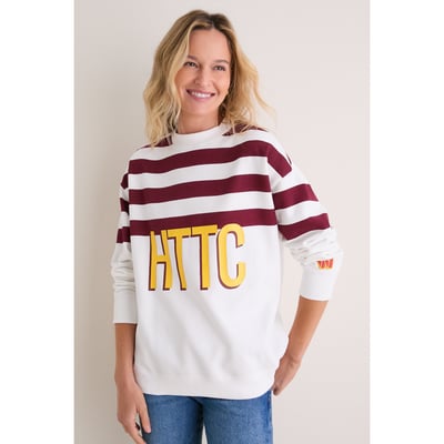 Washington Commanders Tuckernuck Women's Stripe Sweatshirt - White/Burgundy
