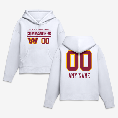 Washington Commanders Women's Touchdown Wordmark Personalized Name & Number Hoodie - White
