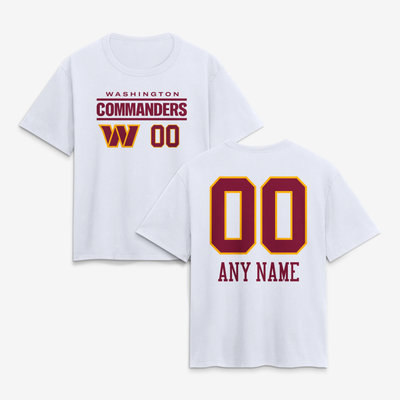 Washington Commanders Women's Touchdown Wordmark Personalized Name & Number T-Shirt - White