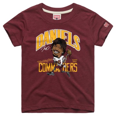 Jayden Daniels Washington Commanders Homage Youth Player Graphic Tri-Blend T-Shirt - Burgundy