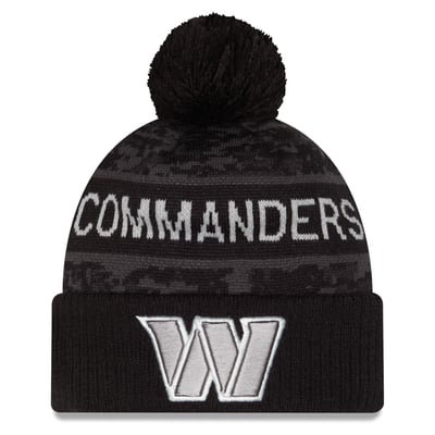 Washington Commanders New Era Youth 2026 Salute To Service Cuffed Knit Hat with Pom - Black