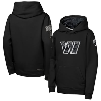  Washington Commanders Nike Youth 2026 Salute to Service Club Fleece Pullover Hoodie  - Black
