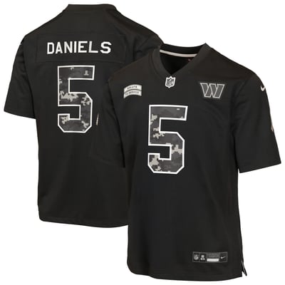 Jayden Daniels Washington Commanders Nike Youth 2026 Salute to Service Game Jersey  - Black