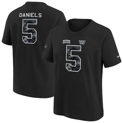 Jayden Daniels Washington Commanders Nike Youth 2026 Salute to Service Name & Number T-Shirt  - Black