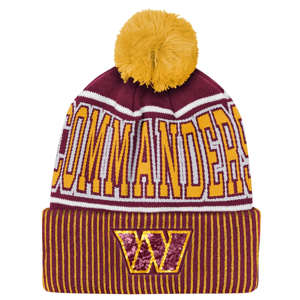 Washington Commanders Outerstuff Youth Highlight Cuffed Knit Hat with Pom - Burgundy