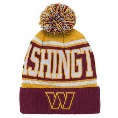 Washington Commanders Outerstuff Youth True Edge Cuffed Knit Hat with Pom - Burgundy