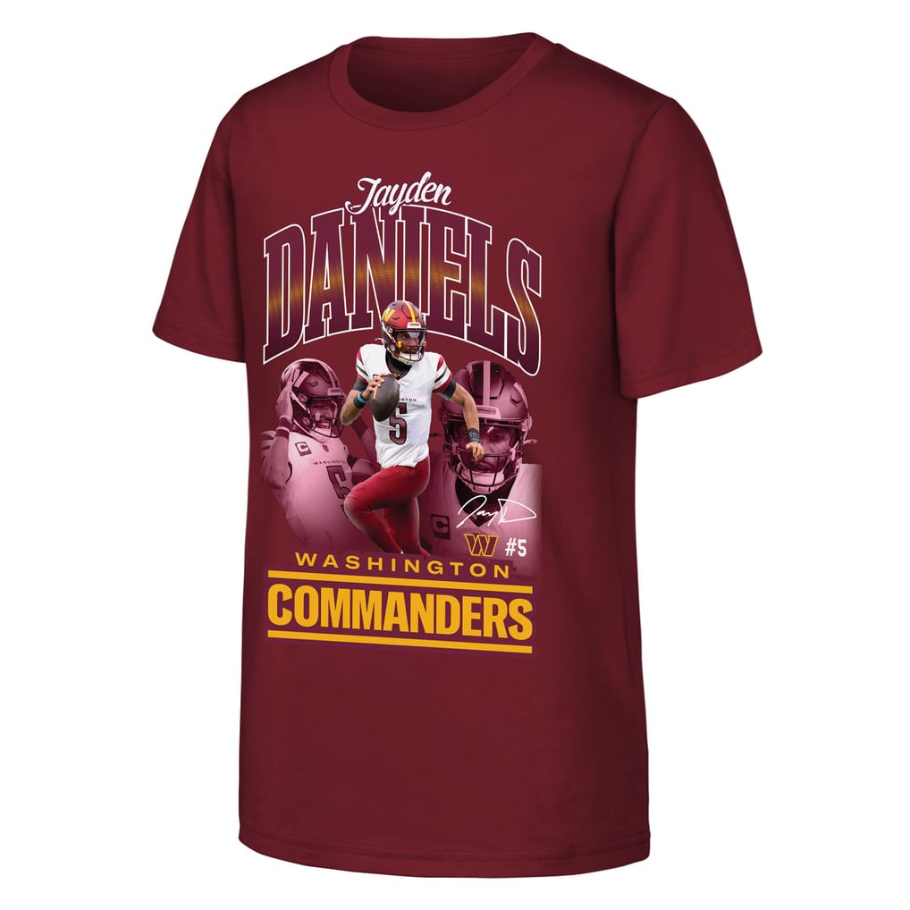 Jayden Daniels Washington Commanders Outerstuff Youth Triple Pic T-Shirt - Burgundy