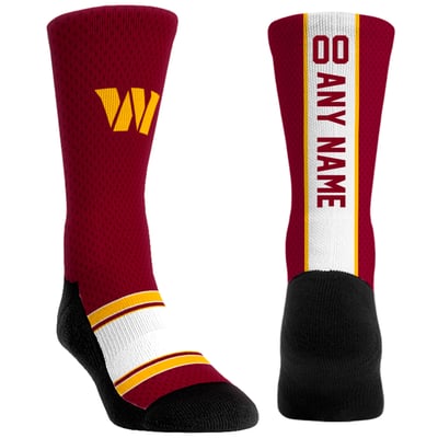 Washington Commanders Rock Em Youth Custom Jersey Crew Socks - Burgundy