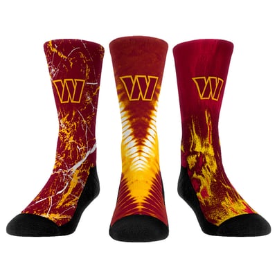  Washington Commanders Rock Em Youth 3-Pack Crew Socks Set - 