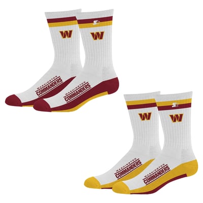 Washington Commanders Starter Youth Starter Stripe Top End Two-Pack Crew Socks Set - White

