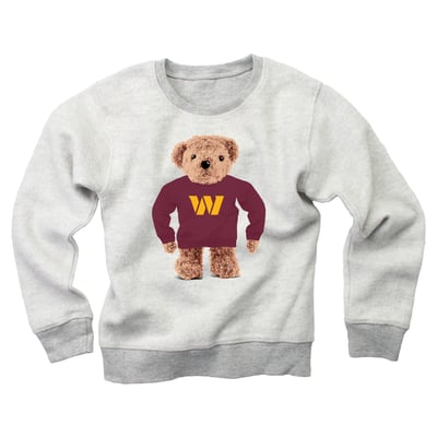Washington Commanders Wes & Willy Youth Reverse Fleece Teddy Bear Sweatshirt - Gray
