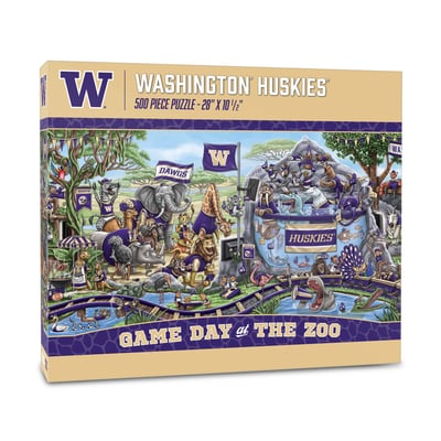Washington Huskies Fanpoint 10.5" x 28" Game Day at the Zoo 500-Piece Puzzle