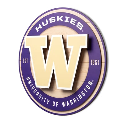 Washington Huskies Fanpoint 15" x 15" 3DX Logo Circle Backer Wall Art