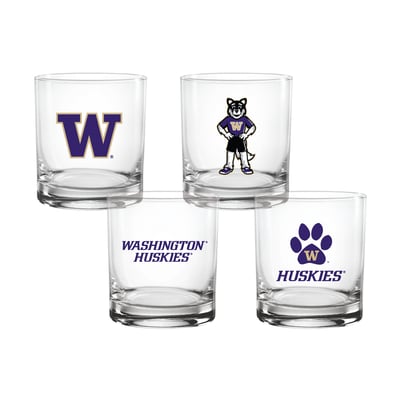  Washington Huskies Indigo Falls Core 4-Pack Collectors Rocks Glass Set