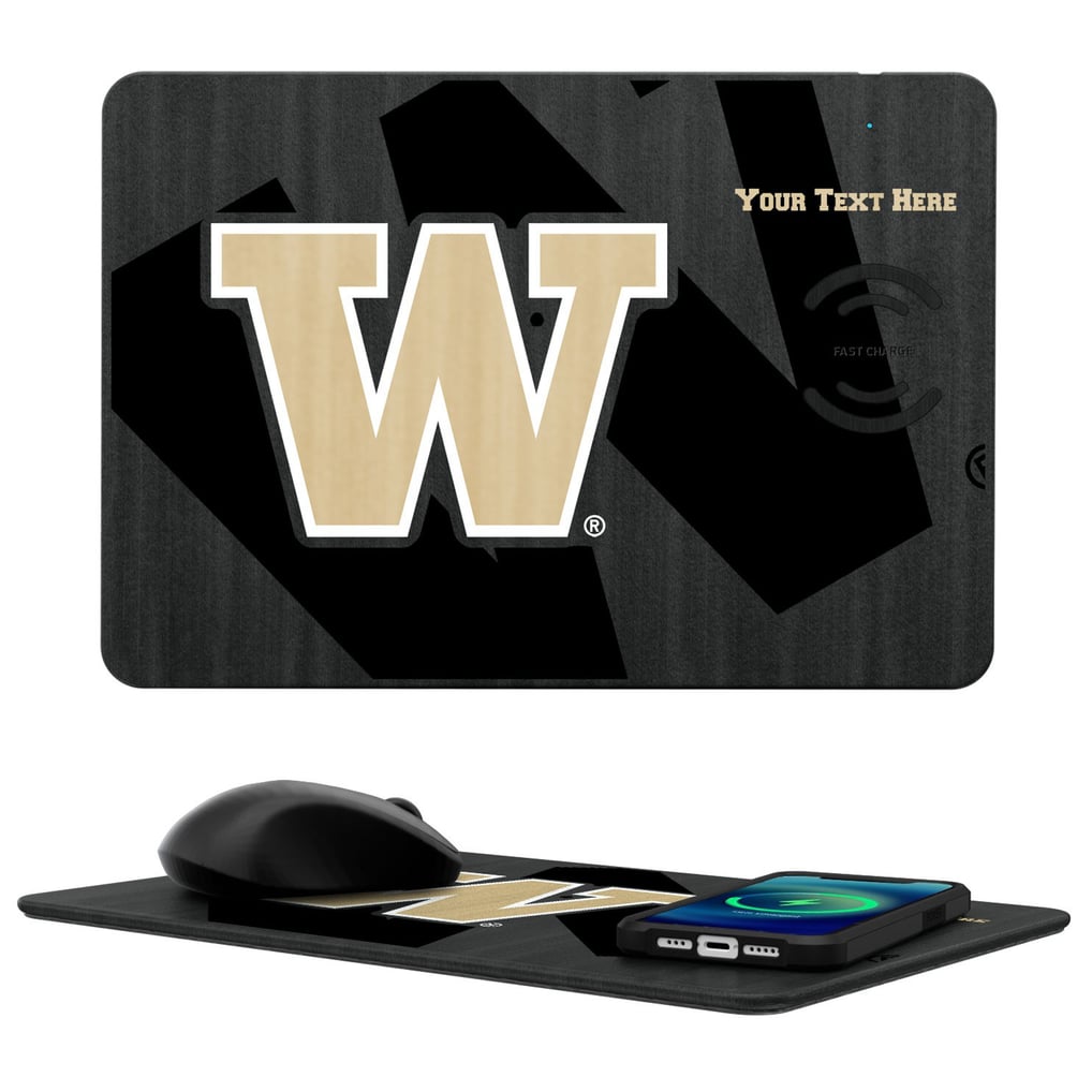 Washington Huskies Keyscaper Personalized 15W Fast Wireless Charger and Mouse Pad