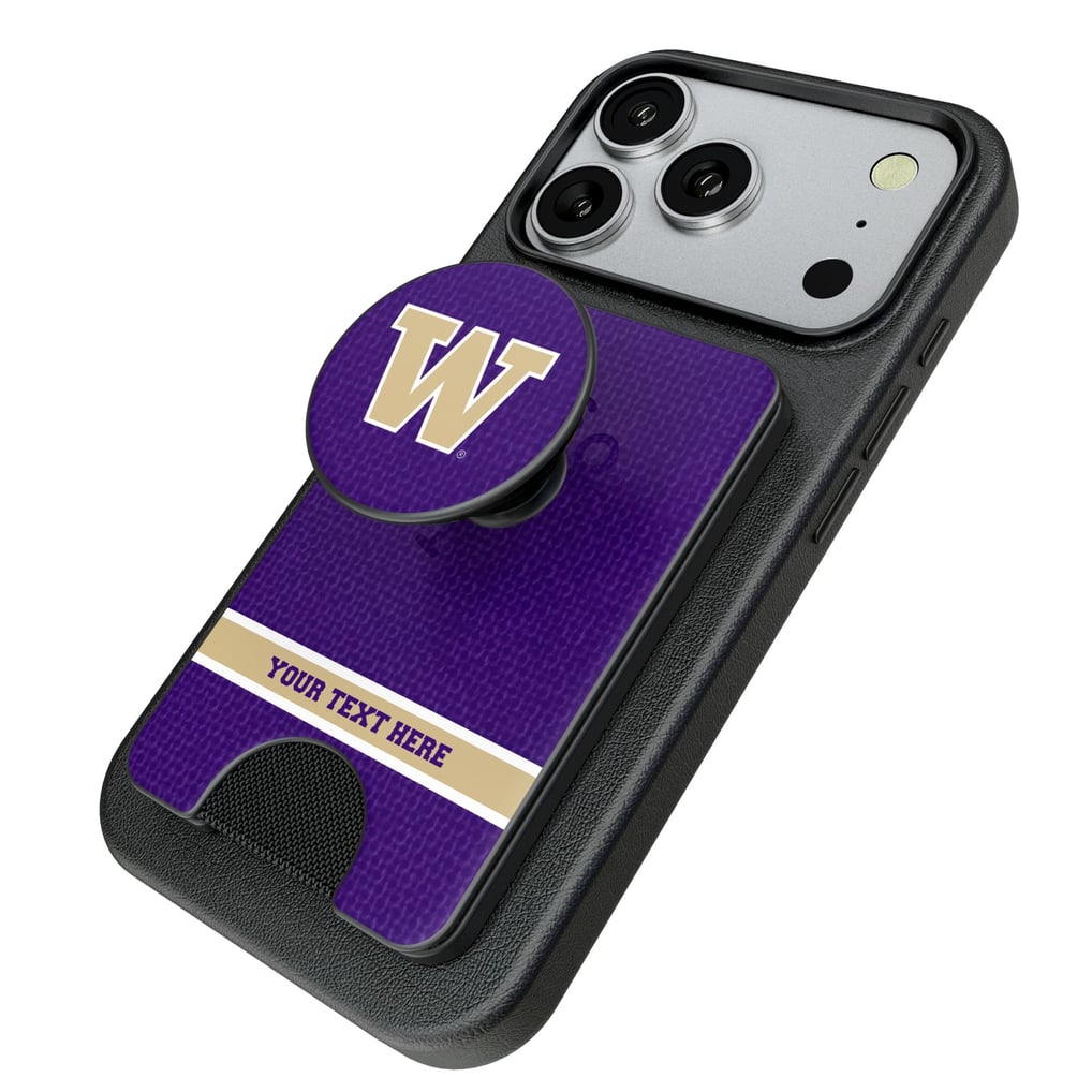 Washington Huskies Keyscaper Personalized Endzone Solid PopSockets Magnetic Wallet