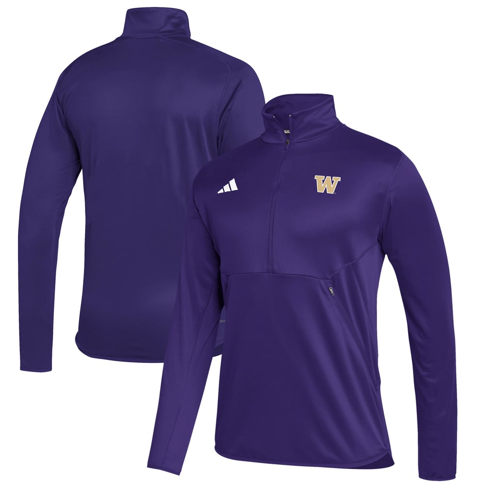 Washington Huskies adidas Stadium Knit Quarter-Zip Pullover Jacket - Purple