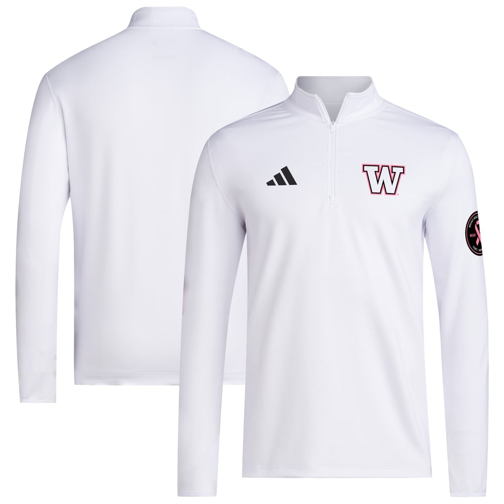 Washington Huskies adidas Wear Pink Quarter-Zip Pullover - White
