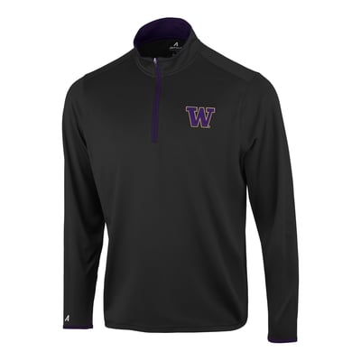 Washington Huskies Antigua Brink Color Pop Quarter-Zip Pullover - Black