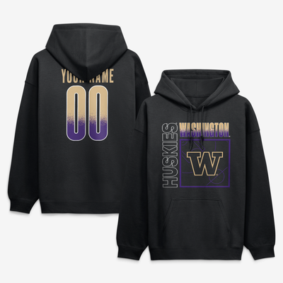 Washington Huskies  Home Court Pop Personalized Any Name & Number Hoodie - Black