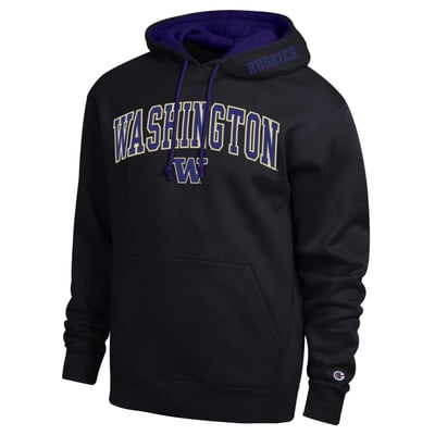  Washington Huskies Champion Arch Tackle Twill Hoodie - Black