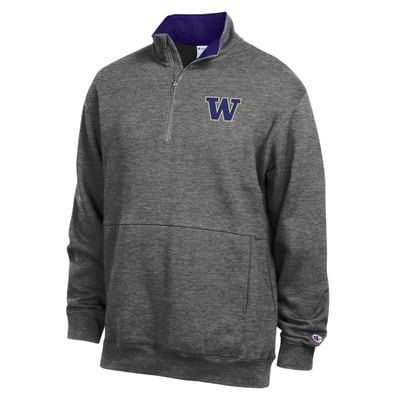  Washington Huskies Champion Fleece Quarter-Zip Pullover - Charcoal