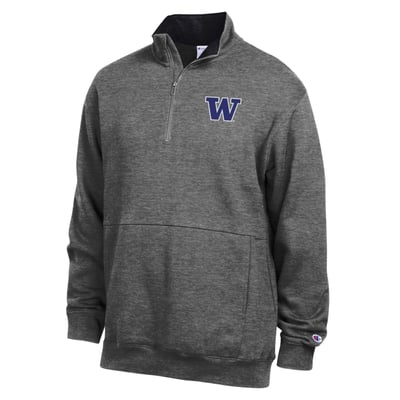 Washington Huskies Champion Fleece Quarter-Zip Pullover - Charcoal