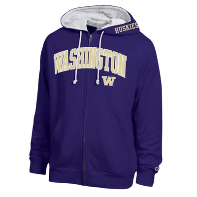 Washington Huskies Champion Arch Logo Full-Zip Fleece Hoodie - Purple