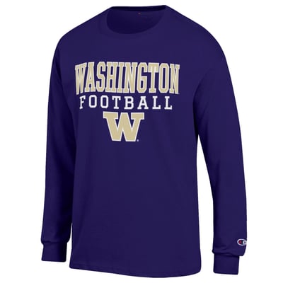 Washington Huskies Champion Football Stack Long Sleeve T-Shirt - Purple