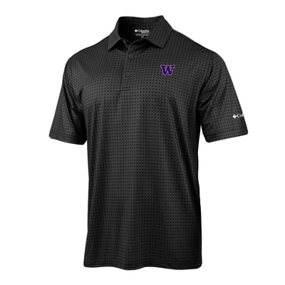  Washington Huskies Columbia Highland Drift Polo - Black