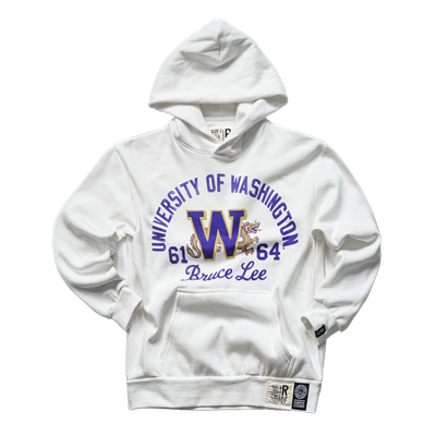 Roots of Fight x Bruce Lee x Washington Huskies Campus Legend Heavyweight Hoodie - White