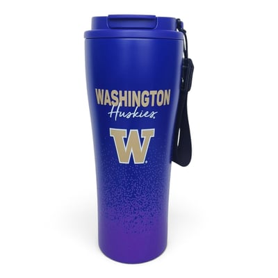 Washington Huskies Pegasus 20oz Splatter Script Stainless Steel ProSip Coffee Cup with Strap