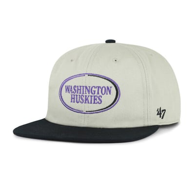 Washington Huskies '47 Unisex Ovalcrest Captain Snapback Hat - Gray/Black